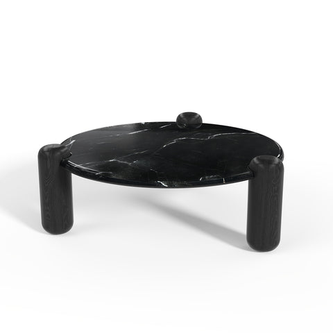 Table basse LUCE marbre naturel et bois 86cm