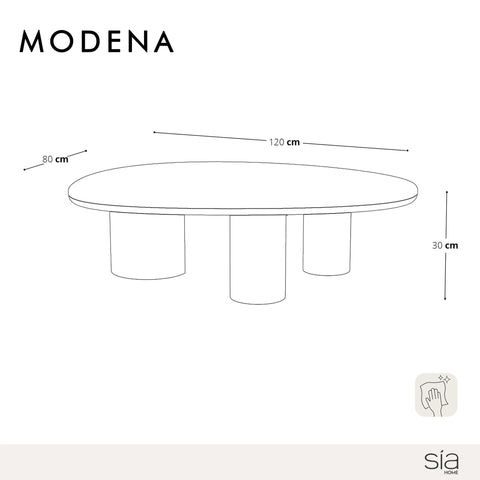 Table basse MODENA marbre blanc naturel et bois noyer foncé 120cm