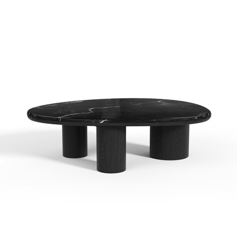 Table basse MODENA marbre noir naturel et chêne noir 120cm