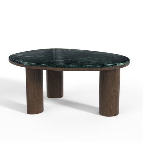 Table basse MODENA en marbre naturel et bois noyer foncé 79cm