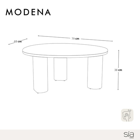 Table basse MODENA en marbre naturel et bois noyer foncé 79cm