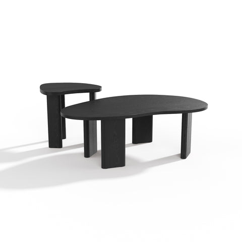 Lot de 2 tables basses gigognes SEVA frêne noir