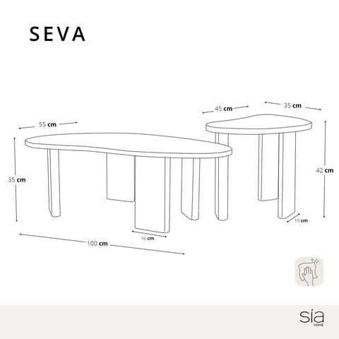 Lot de 2 tables basses gigognes SEVA frêne noir