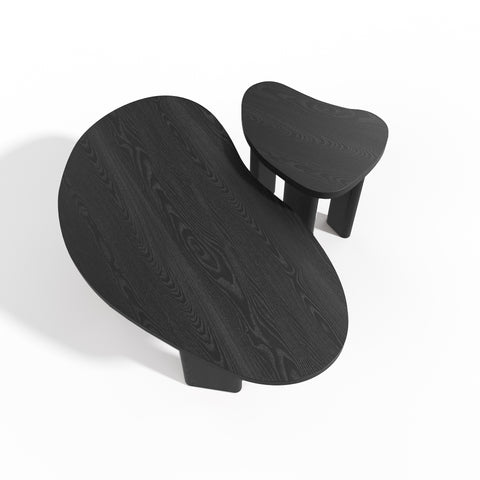 Lot de 2 tables basses gigognes SEVA frêne noir