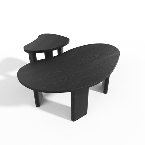 Lot de 2 tables basses gigognes SEVA frêne noir