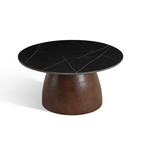 Table basse TAMI céramique et bois noyer 75cm