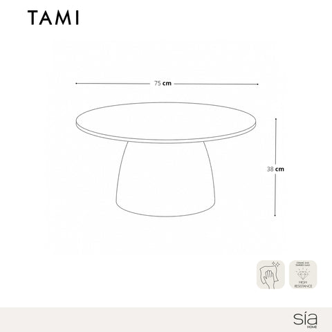 Table basse TAMI céramique et bois noyer 75cm