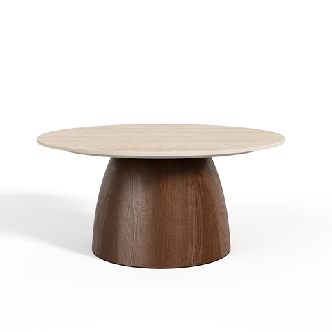 Table basse TAMI céramique et bois noyer 75cm
