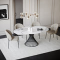Table extensible MOON Céramique verre trempé et Pied noir 120x76cm