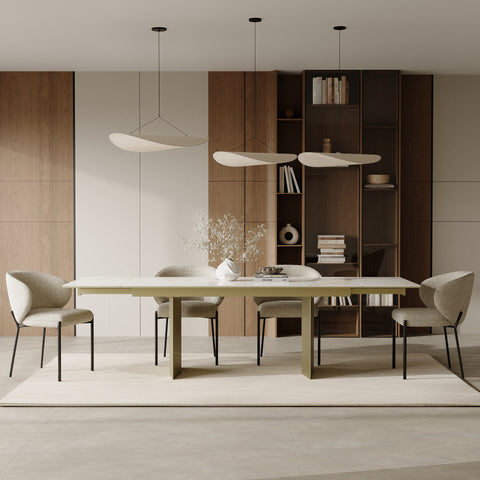 Table à manger extensible ROSE céramique et pieds dorés 180cm