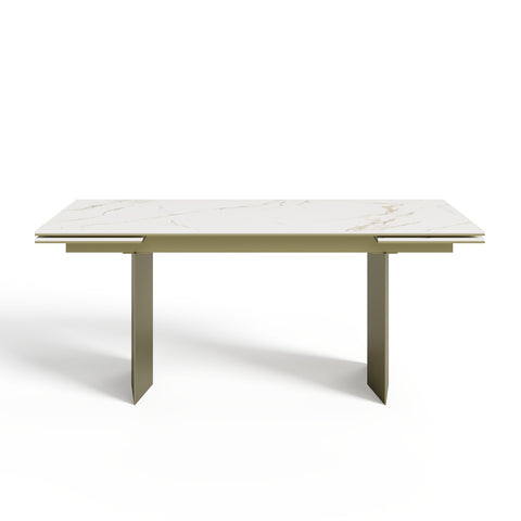 Table à manger extensible ROSE céramique et pieds dorés 180cm