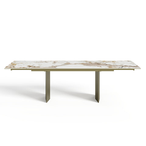 Table à manger extensible ROSE céramique et pieds dorés 180cm