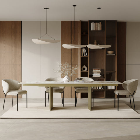 Table à manger extensible ROSE céramique et pieds dorés 180cm