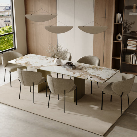 Table à manger extensible ROSE céramique et pieds dorés 180cm