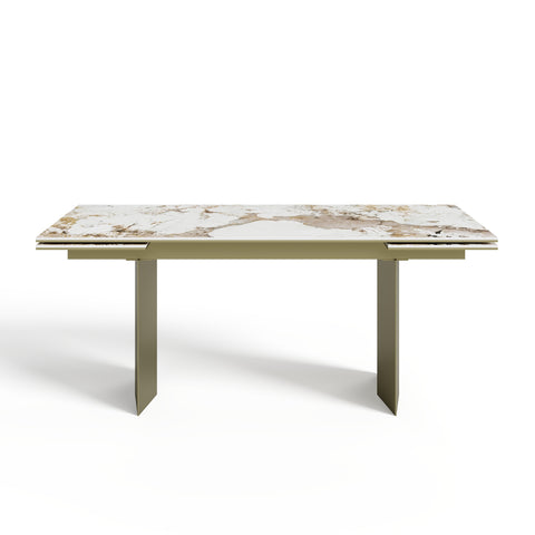 Table à manger extensible ROSE céramique et pieds dorés 180cm