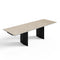 Table à manger extensible ROSE aspect travertin et pieds noirs 180cm