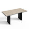 Table à manger extensible ROSE aspect travertin et pieds noirs 180cm