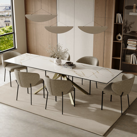 Table à manger extensible GINKO pieds dorés 180cm