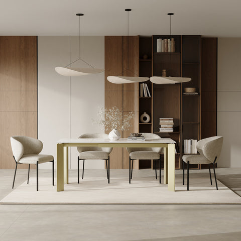 Table à manger extensible LINEA pieds dorés 140/190cm