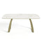 Table à manger extensible DAHLIA céramique effet marbre blanc et pieds dorés 180cm