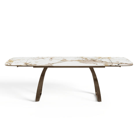 Table à manger extensible DAHLIA pandora et pieds bronzes 180cm