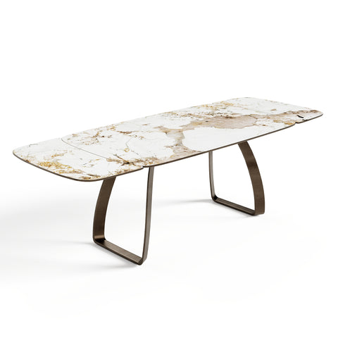 Table à manger extensible DAHLIA pandora et pieds bronzes 180cm