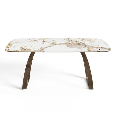Table à manger extensible DAHLIA pandora et pieds bronzes 180cm