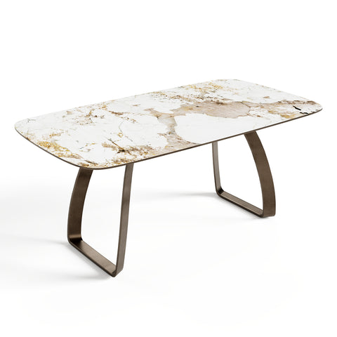 Table à manger extensible DAHLIA pandora et pieds bronzes 180cm