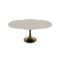 Table extensible JACINTHE aspect Travertin et pied bronze 120cm