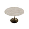 Table extensible JACINTHE aspect Travertin et pied bronze 120cm