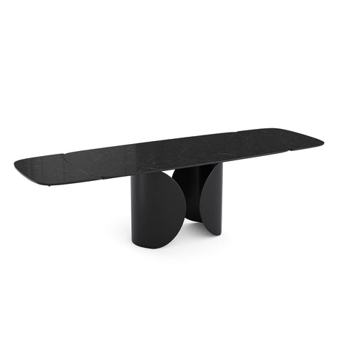 Table extensible FLORA effet marbre noir pied noir 160cm