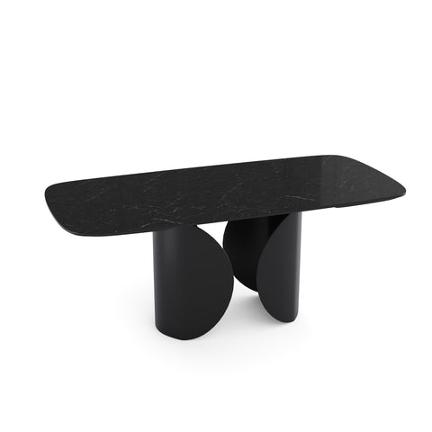 Table extensible FLORA effet marbre noir pied noir 160cm