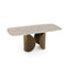 Table extensible FLORA aspect Travertin pied bronze 160cm