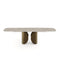 Table extensible FLORA aspect Travertin pied bronze 160cm