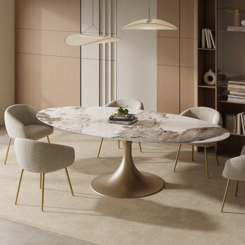 Table à manger NYMPHÉA pied doré 180cm
