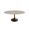Table à manger NYMPHÉA Aspect travertin pied bronze 160cm