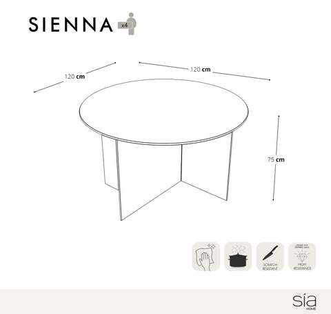 Table à manger SIENNA en verre 120cm