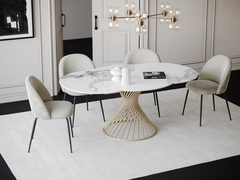 Table extensible MOON pieds doré 120cm