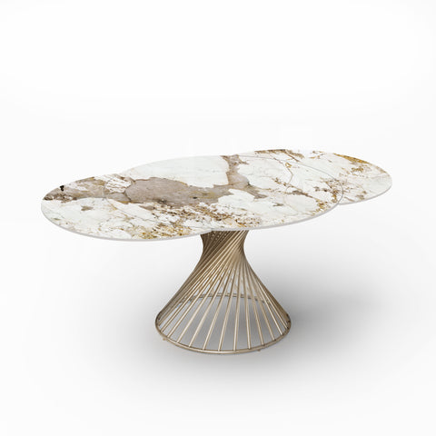 Table extensible MOON XL céramique Pandora et pieds doré 150cm