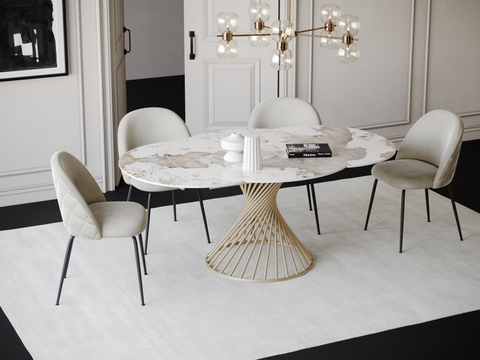 Table extensible MOON XL céramique Pandora et pieds doré 150cm