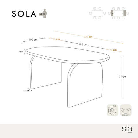Table à manger extensible SOLA 180cm