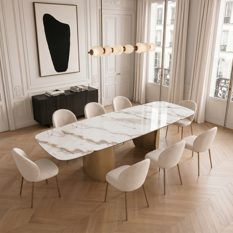 Table à manger extensible CAMÉLIA pied doré 180cm