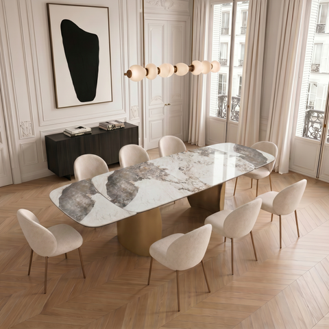 Table à manger extensible CAMÉLIA pied doré 180cm