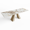 Table extensible Orchis Céramique et verre trempé pieds dorés 160x90x76cm