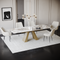 Table extensible Orchis Céramique et verre trempé pieds dorés 160x90x76cm