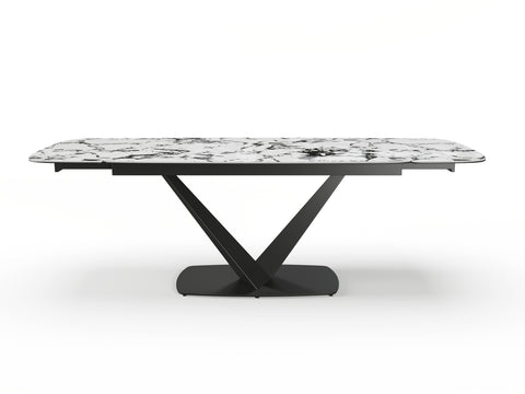 Table extensible LYS Céramique et verre trempé pieds noirs 160x90x76cm