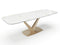 Table extensible LYS Céramique et verre trempé pieds dorés 160x90x76cm