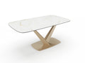Table extensible LYS Céramique et verre trempé pieds dorés 160x90x76cm