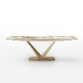 Table extensible XL LYS Céramique et verre trempé pieds dorés 200x90x76cm
