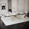 Table extensible Ginko Céramique et verre trempé pieds dorés 160x90x76cm